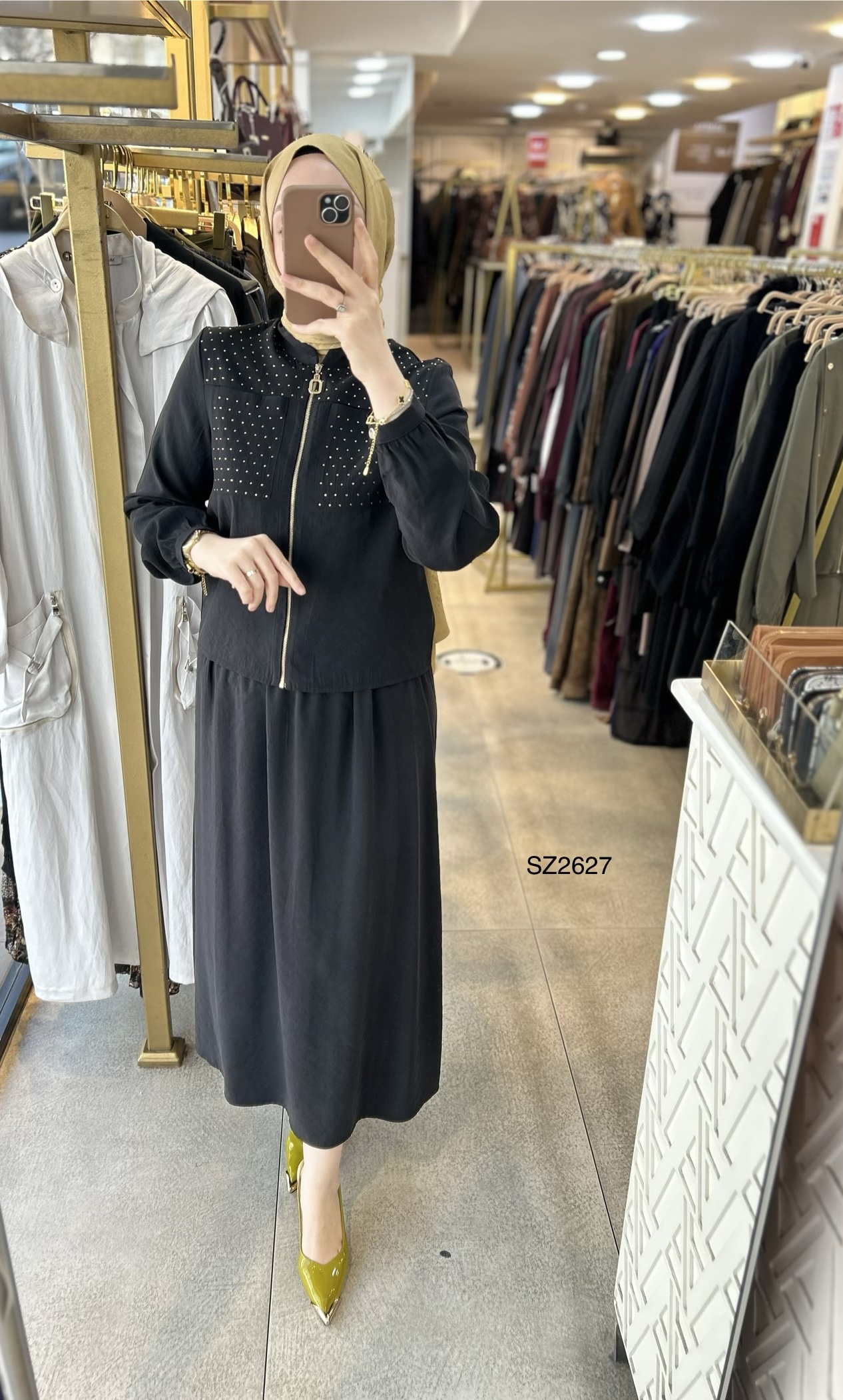 SZ2627 Selma Zaferoğlu Taşlı Fermuarlı Takım - Görsel 2