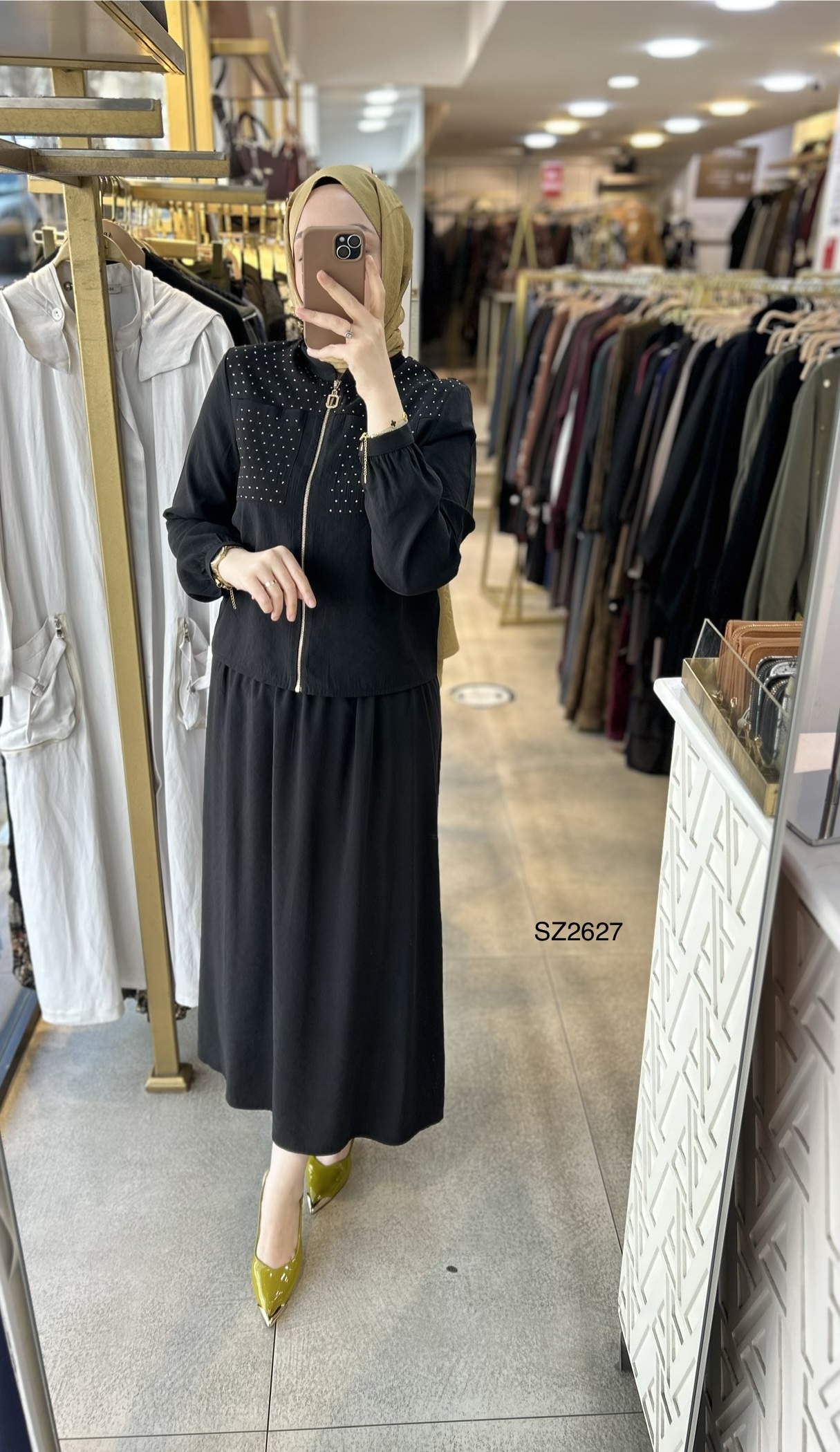 SZ2627 Selma Zaferoğlu Taşlı Fermuarlı Takım - Görsel 3