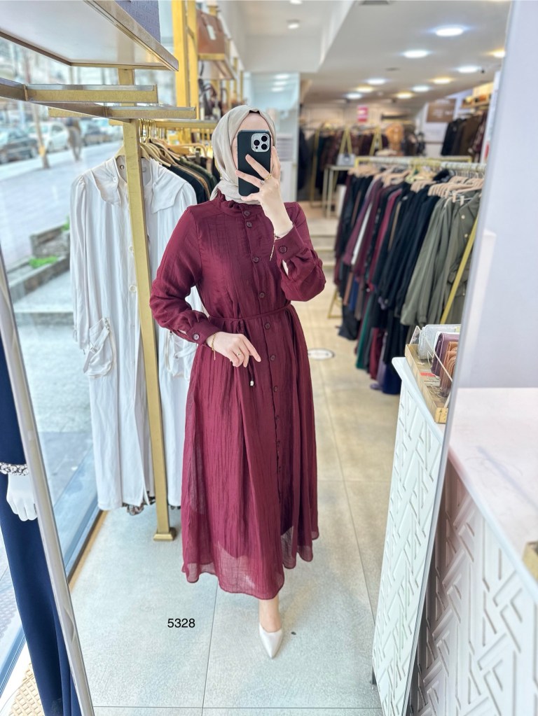 5328 Belden Bağlamalı Elbise