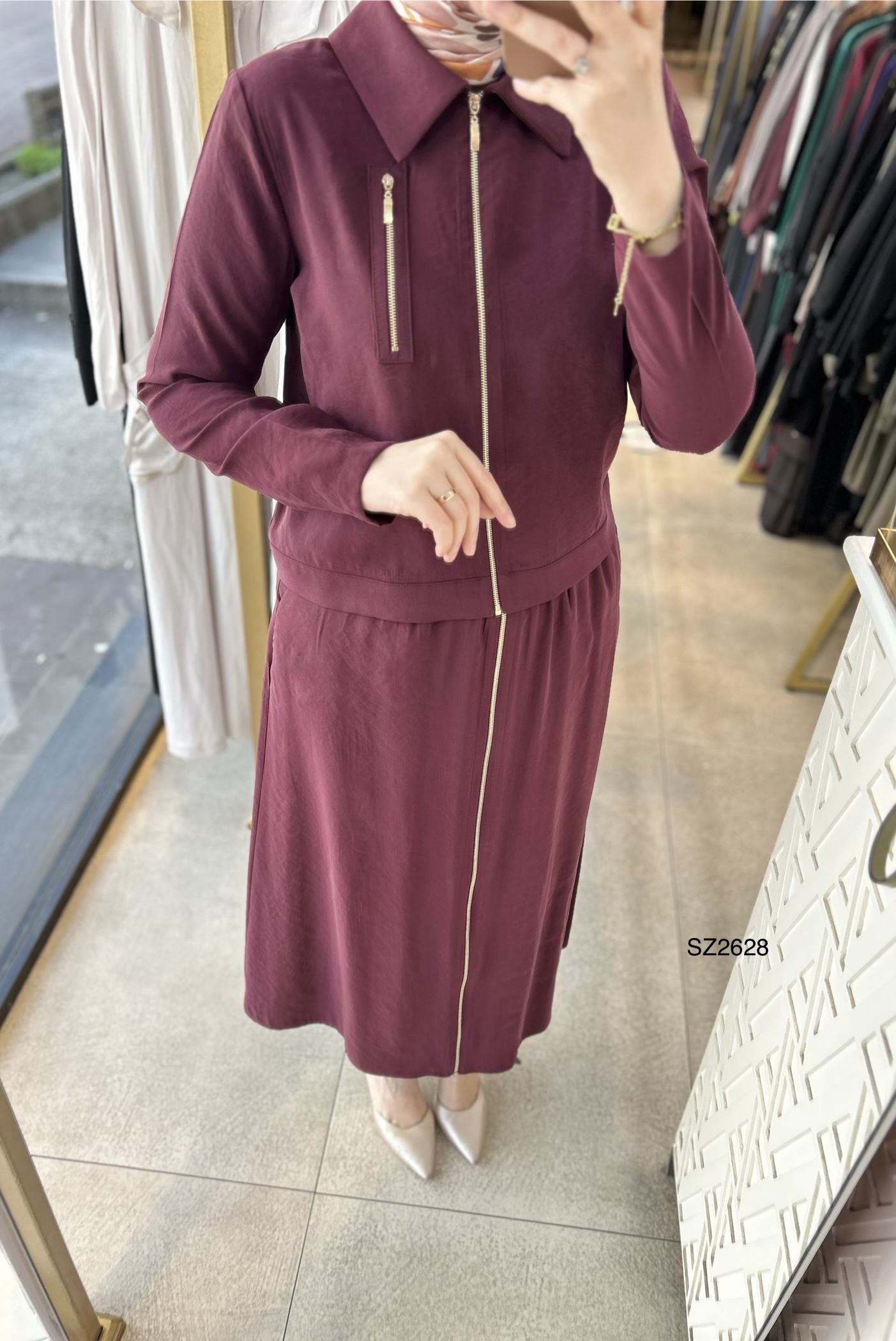 SZ2628 Fermuar Detaylı Etekli Takım - Görsel 17
