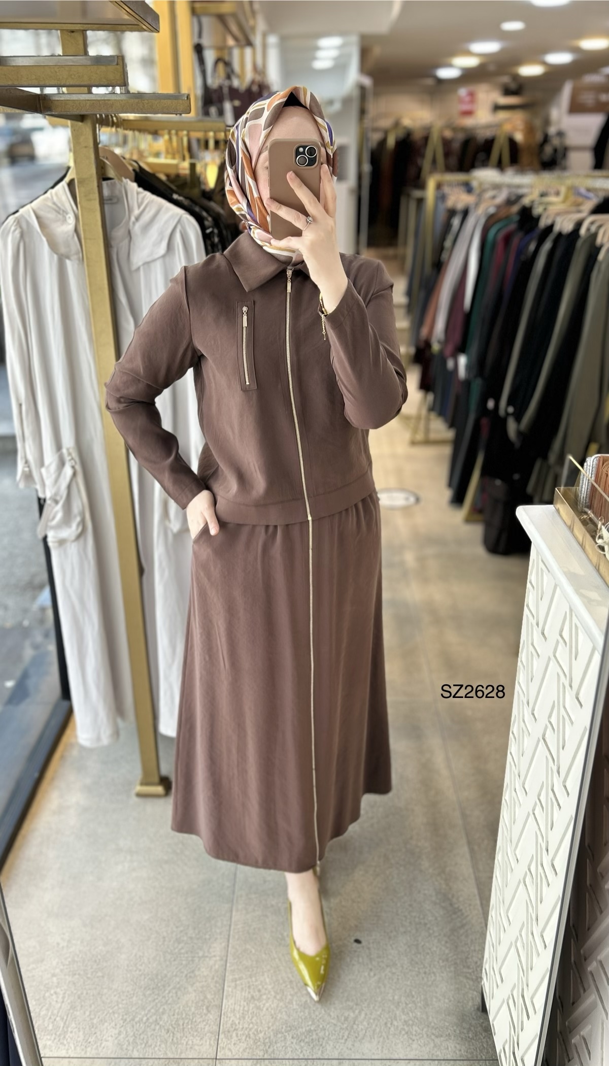SZ2628 Fermuar Detaylı Etekli Takım - Görsel 9