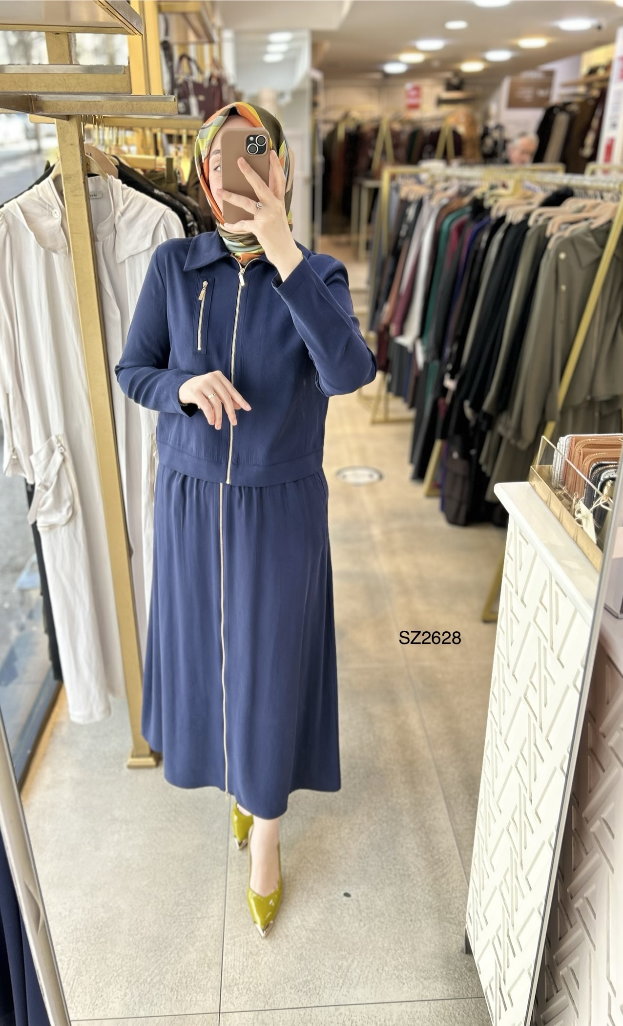 SZ2628 Fermuar Detaylı Etekli Takım - Görsel 4