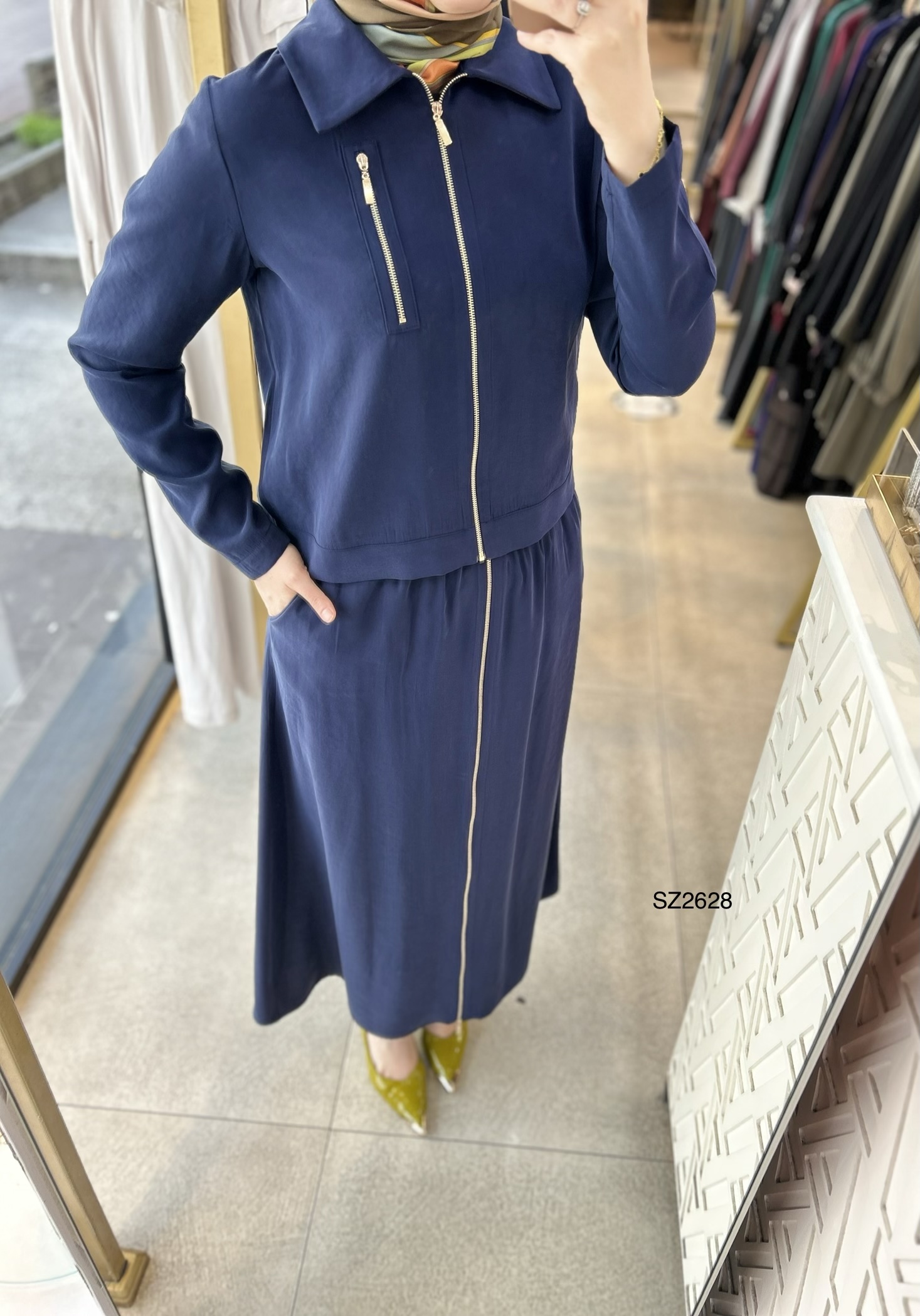 SZ2628 Fermuar Detaylı Etekli Takım - Görsel 3
