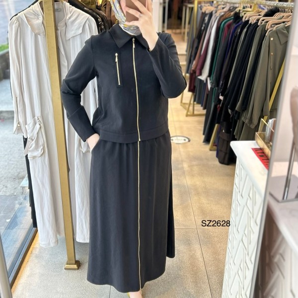 SZ2628 Fermuar Detaylı Etekli Takım - Görsel 7