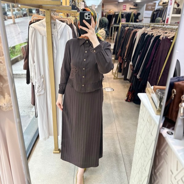 SZ2686 Çiçek Detaylı Keten Takım - Görsel 10