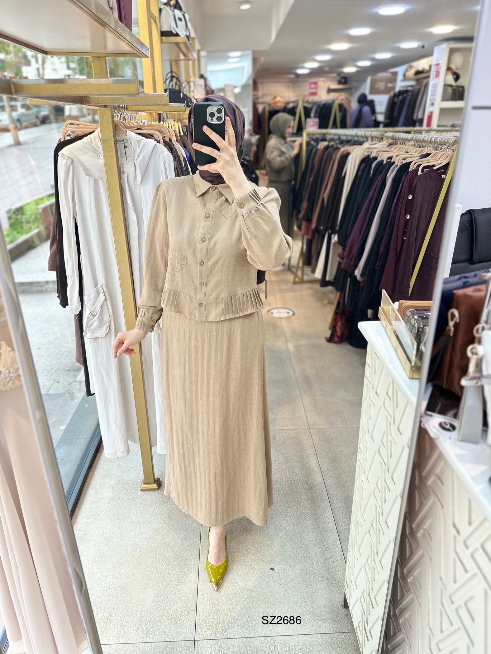 SZ2686 Çiçek Detaylı Keten Takım - Görsel 16