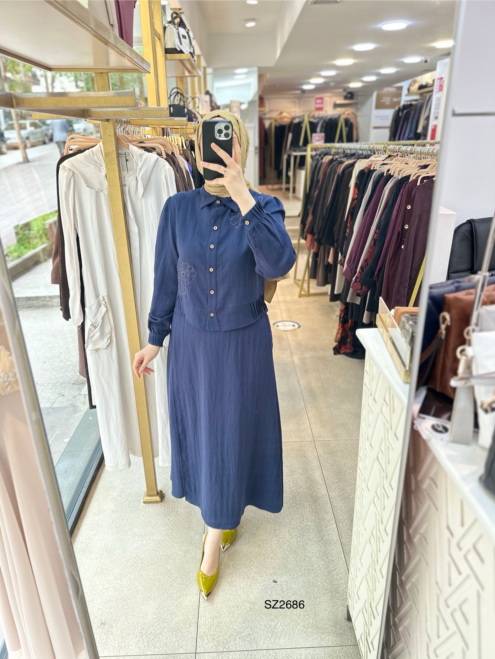SZ2686 Çiçek Detaylı Keten Takım - Görsel 13