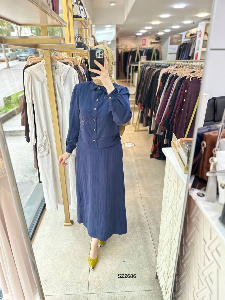 SZ2686 Çiçek Detaylı Keten Takım