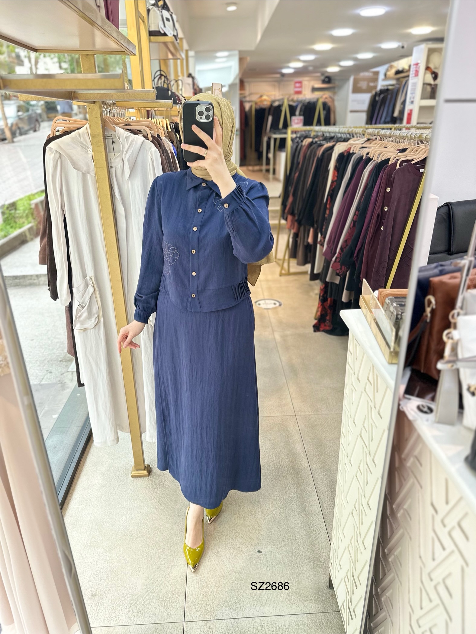 SZ2686 Çiçek Detaylı Keten Takım - Görsel 8