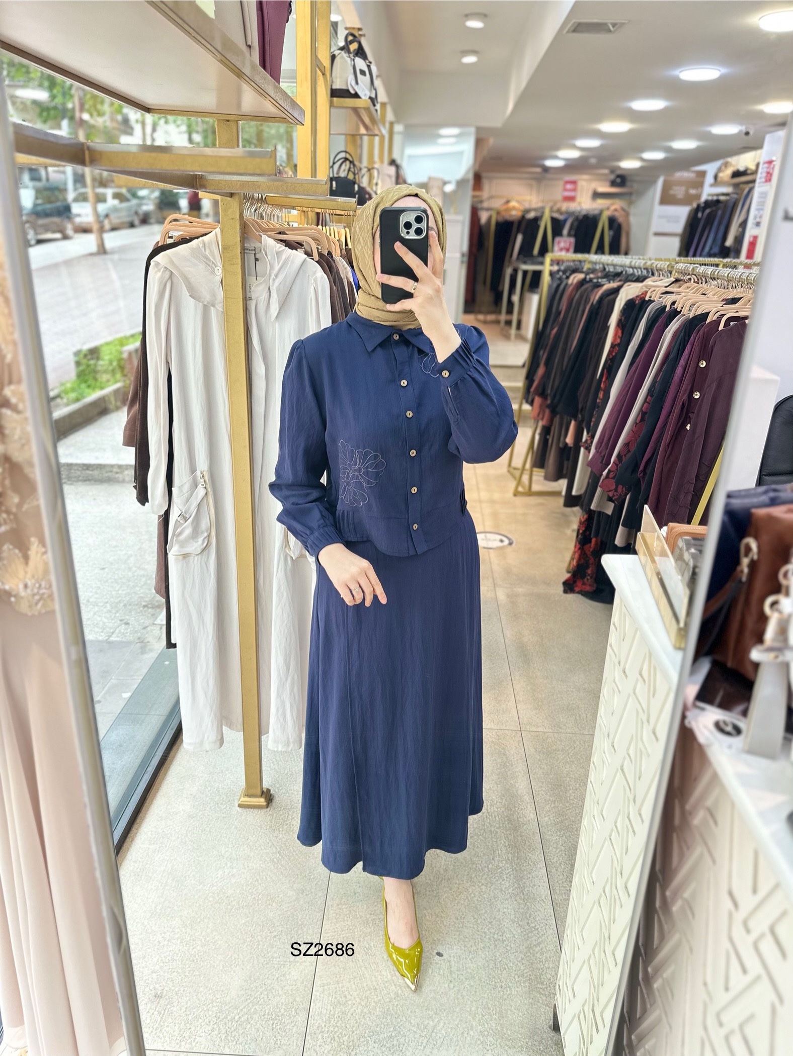 SZ2686 Çiçek Detaylı Keten Takım - Görsel 9