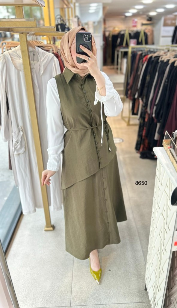 8650 Asimetrik Kesim Üçlü Takım