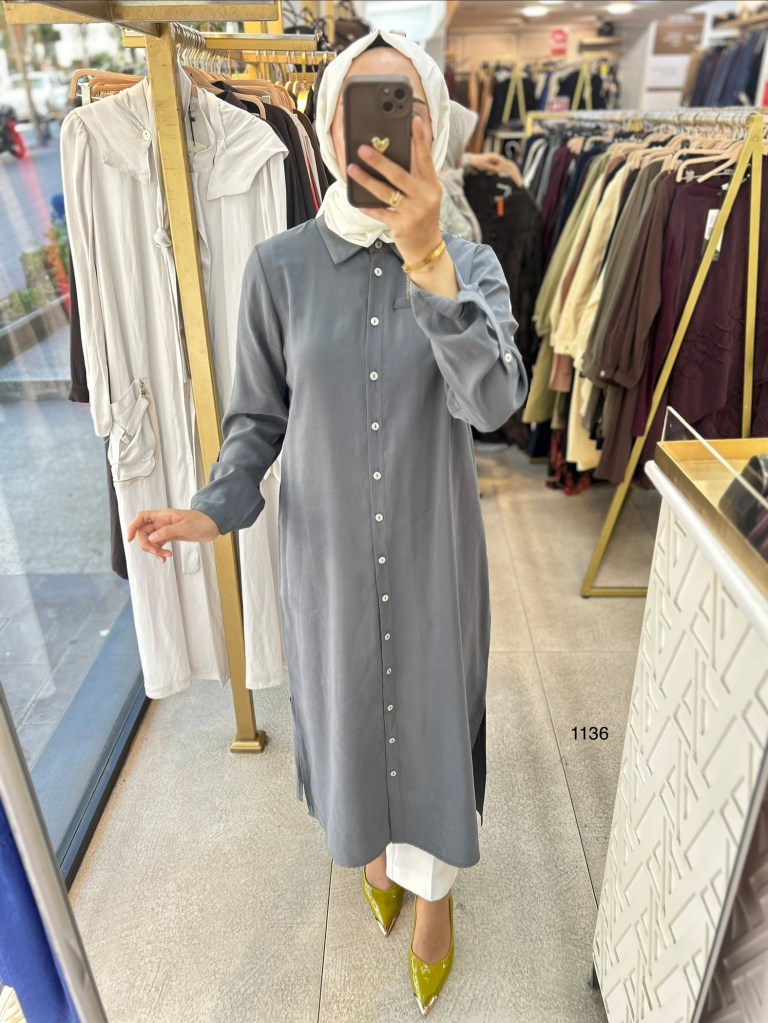 1636 Boydan Düğmeli Tunik